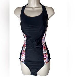 Catalina Swim Bathing Suit Stretch Large Black Pink One Piece Summer Women Large
